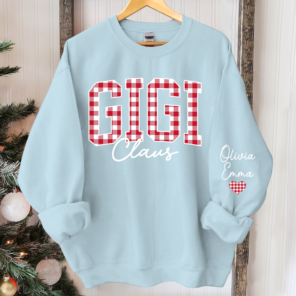 Custom Gigi Claus Red Caro Christmas With Kids Sweatshirt