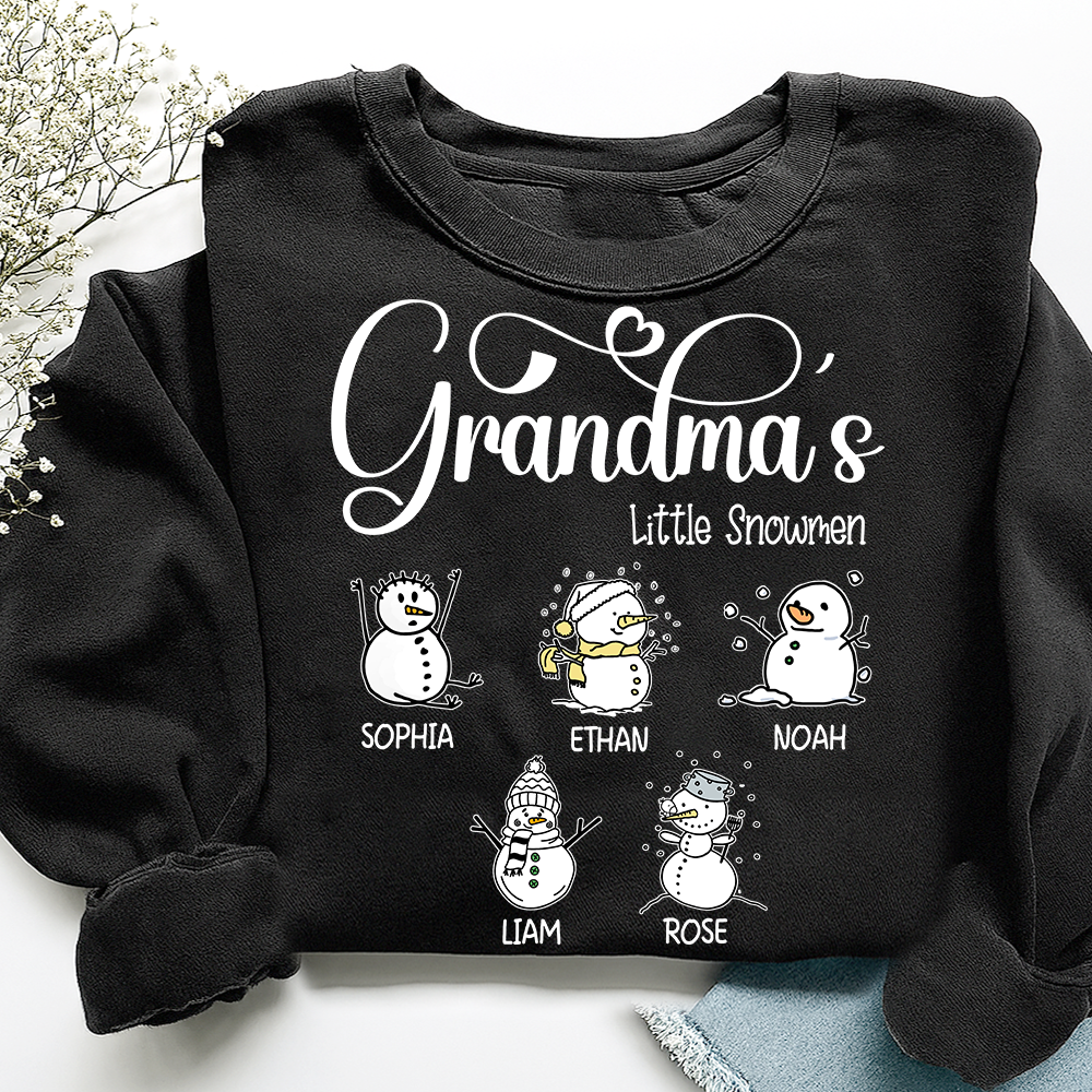 Merry Christmas Grandma Little Snowman Sweatshirt, Custom Gifts for Grandma and Grandchild