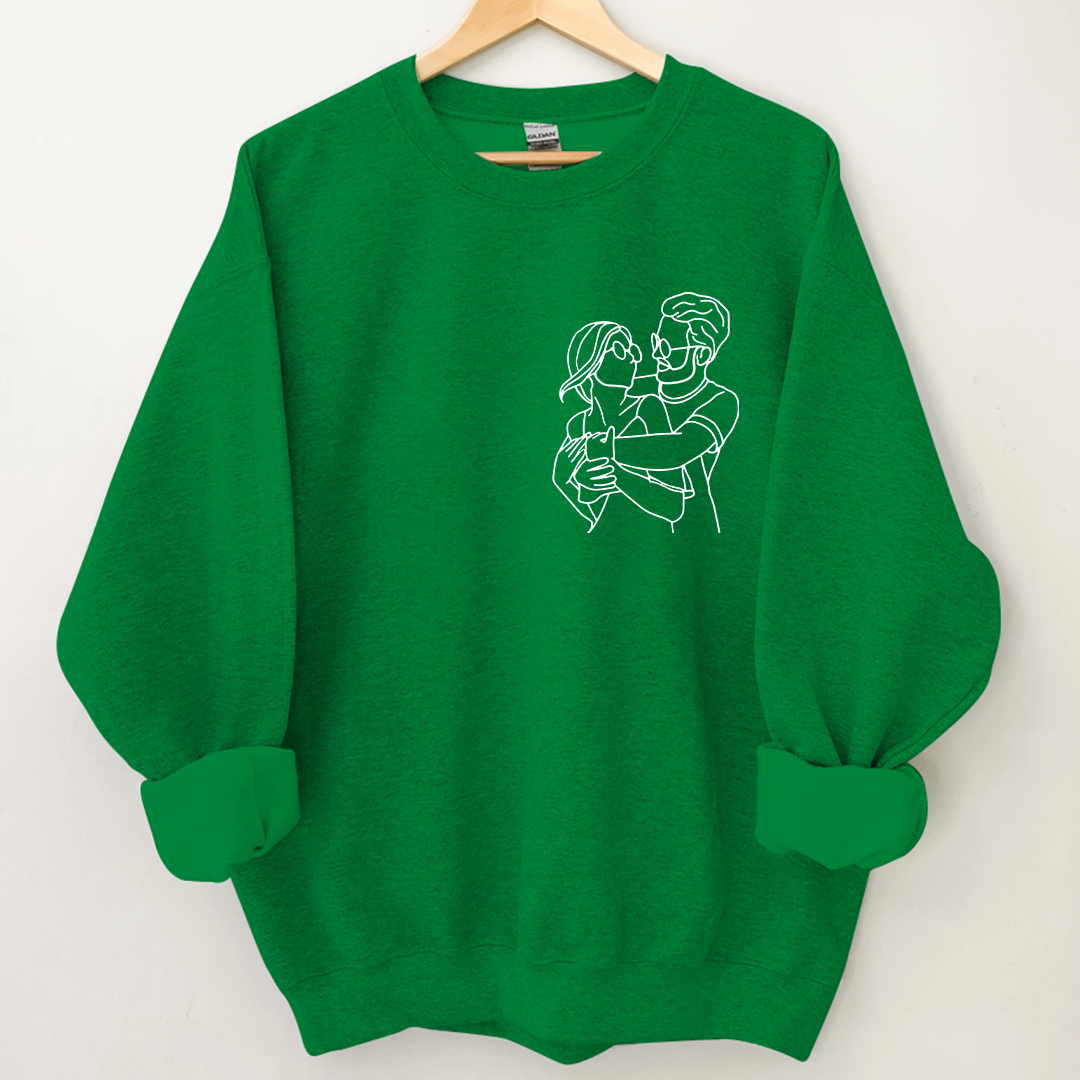 Custom Portrait From Photo, Couple Drawing, Personalized Family Portraits Embroidered Sweatshirt