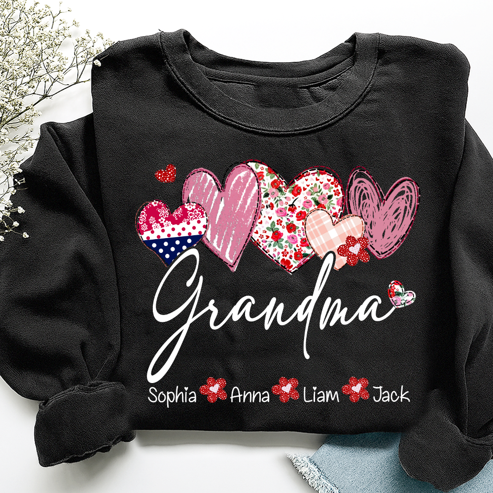 Custom Grandma Pullover, Heart Graphic Sweatshirt for Grandma And Kids