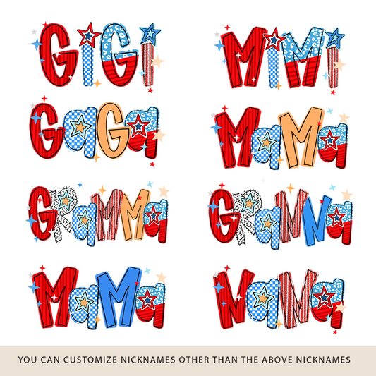 America 4th of July Gigi Custom Gigi And Grandkids Name T-Shirt
