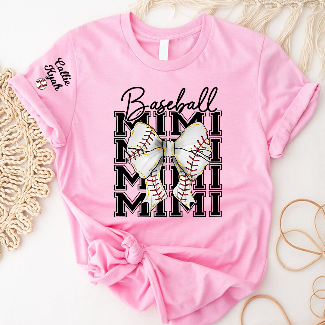 Baseball Gigi Nana Grandma Game Day, Personalized Grandma and Grandkids T-shirt
