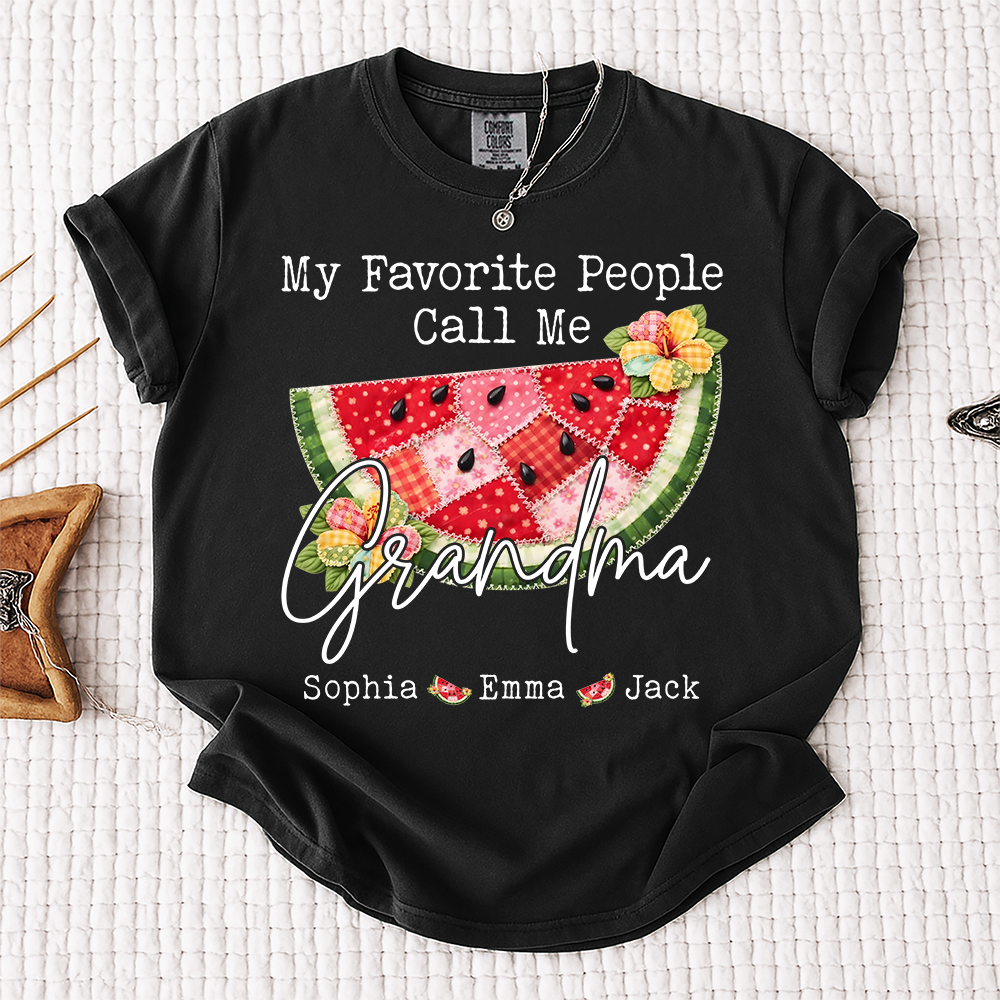 Comfort Colors® Custom Grandma Watermelon Shirt, Personalized Grandkids Names Shirt, Cute Summer Family Gift for Grandma Nana Mimi Gigi