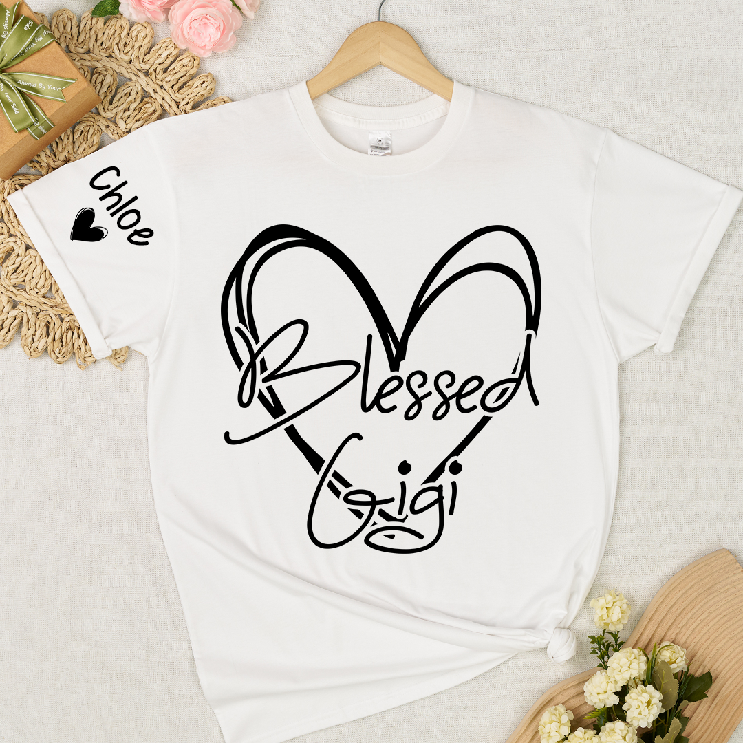 Blessed Mimi,Personalized Mimi, Grandma, Nana and Grandkids Mothers Day Gift T-shirt