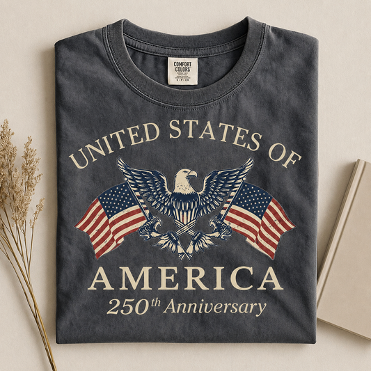 Comfort Colors United States of America 250th Anniversary Shirt, Patriotic Eagle USA Flag Graphic Tee, Vintage Independence Day Fourth of July Apparel