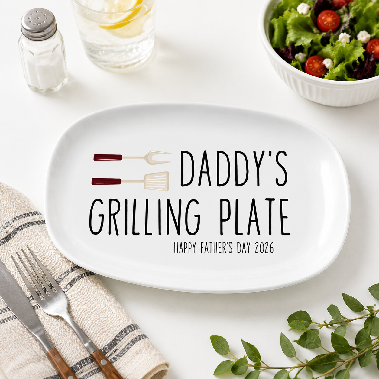 Personalized Daddy's Grilling Plate – Custom BBQ Plate with Happy Father’s Day 2026, Perfect for Grilling Dads