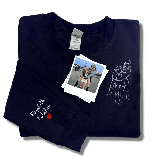 Custom Best friend Embroidered Personalized Portrait Photo Sweatshirt