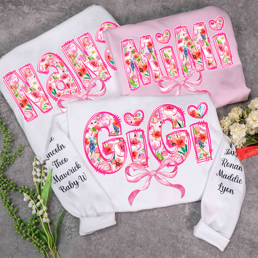 Custom Gigi Sweatshirt with Floral Design and Grandkids' Names – Perfect Gift for Grandmothers Sweatshirt