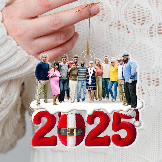 Custom Photo 2025 Santa Acrylic Ornament – Photo Gift for Friends, Couple, or Family Acrylic Ornament
