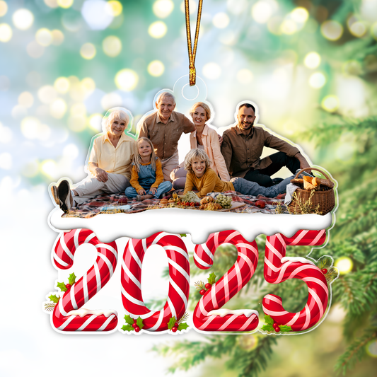 Custom Photo Family 2025 Christmas Ornaments