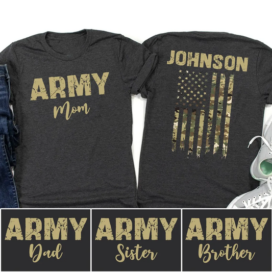 Custom Army Mom Shirt, Personalized Army Family T-Shirt, Military Support Shirts, Proud Army