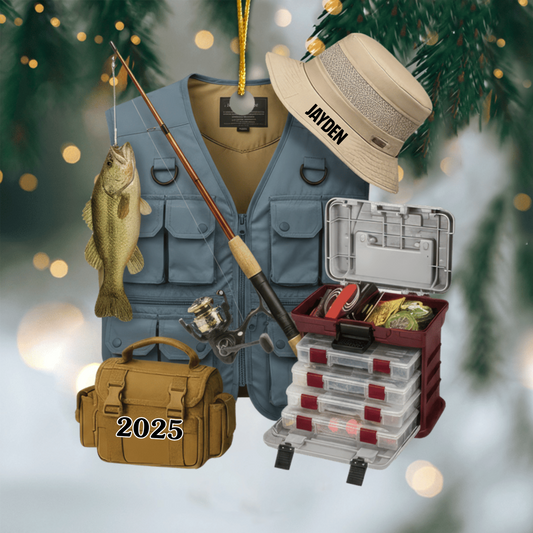 Custom Fisherman Ornament – Personalized Acrylic Design, Perfect Christmas or Birthday Gift for Fishing Enthusiasts Ornament