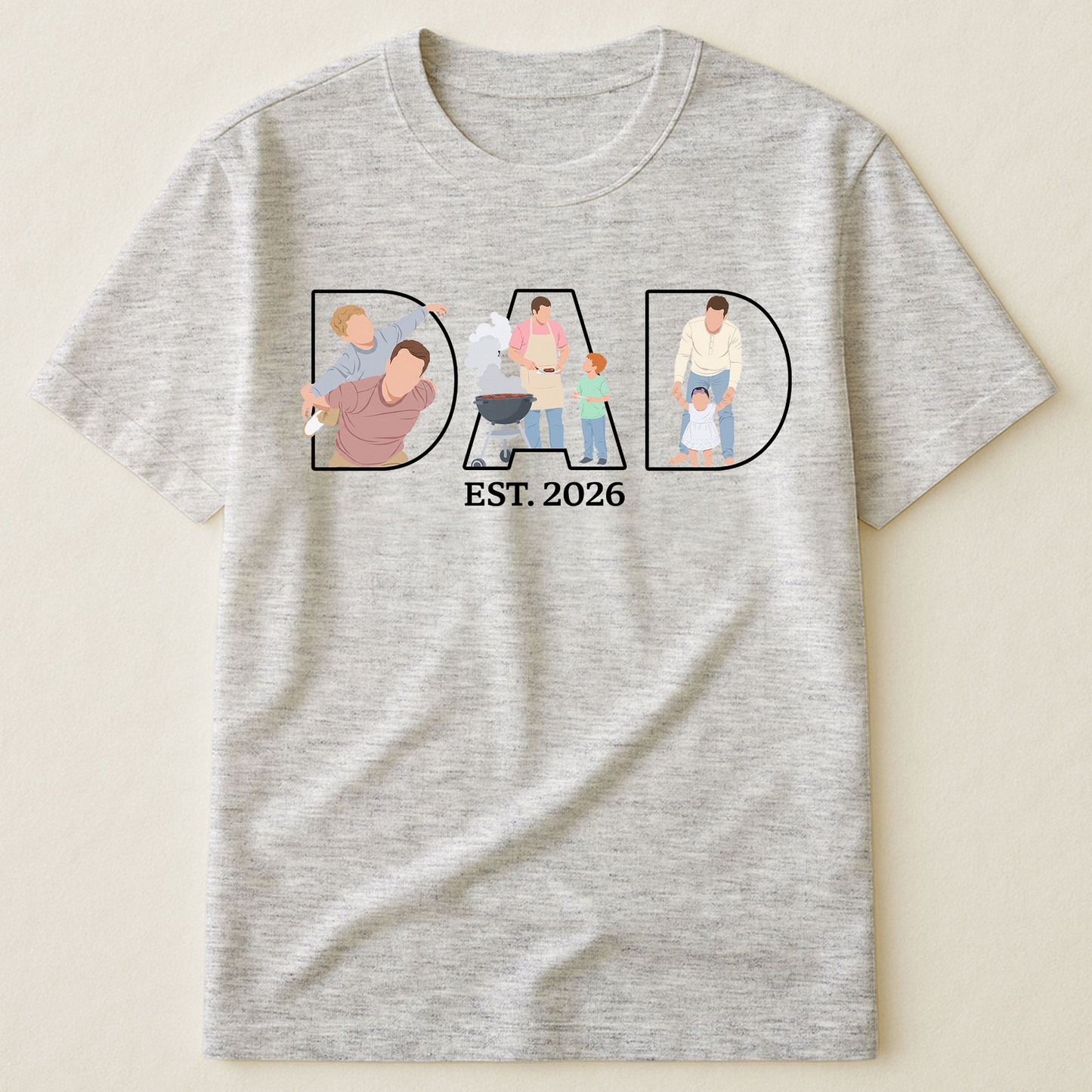 Father's Day Gift Custom Dad Portrait For Father, New Dad - Faceless Art - Personalized Shirt