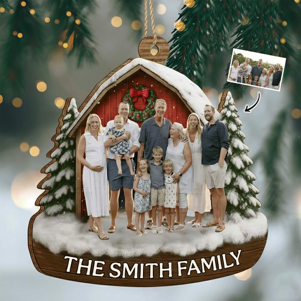 Personalized Family Photo Ornament 2025 – Custom Wooden Christmas Ornament, Unique Holiday Gift for Families & Loved Ones