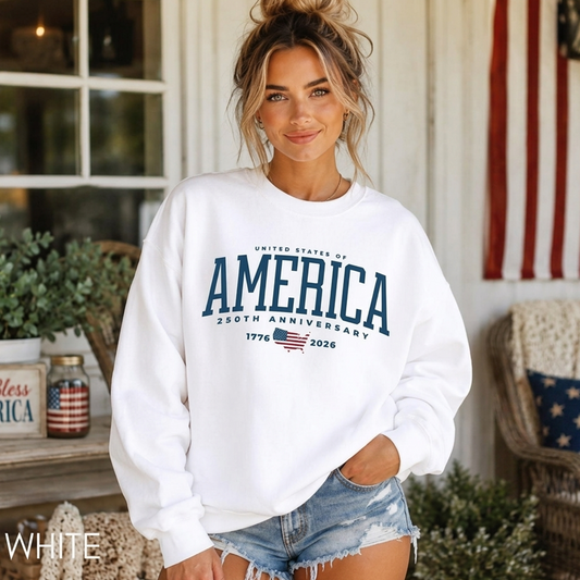 America 250th Anniversary Sweatshirt, Patriotic USA 1776-2026 Crewneck, Vintage American Pride Independence Day Pullover
