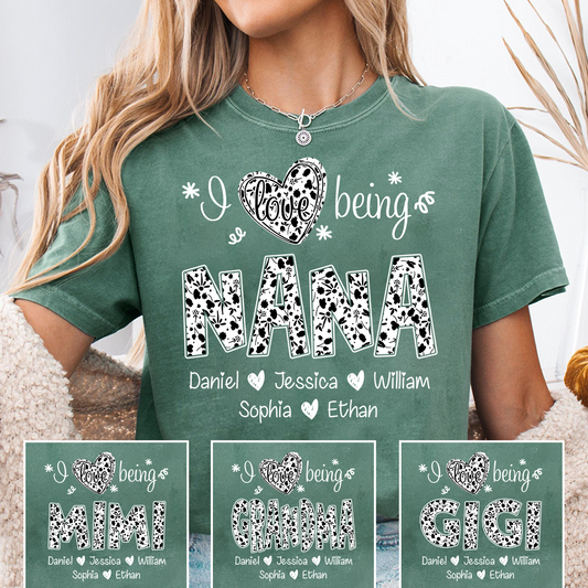 I Love Being Nana Shirt with Names, Floral Grandma Tee, Mother’s Day Gift for Nana