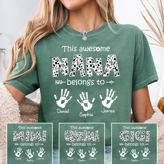 This Awesome Nana Belongs To Tee, Custom Grandma Shirt with Grandkids Names, Meaningful Family Gift