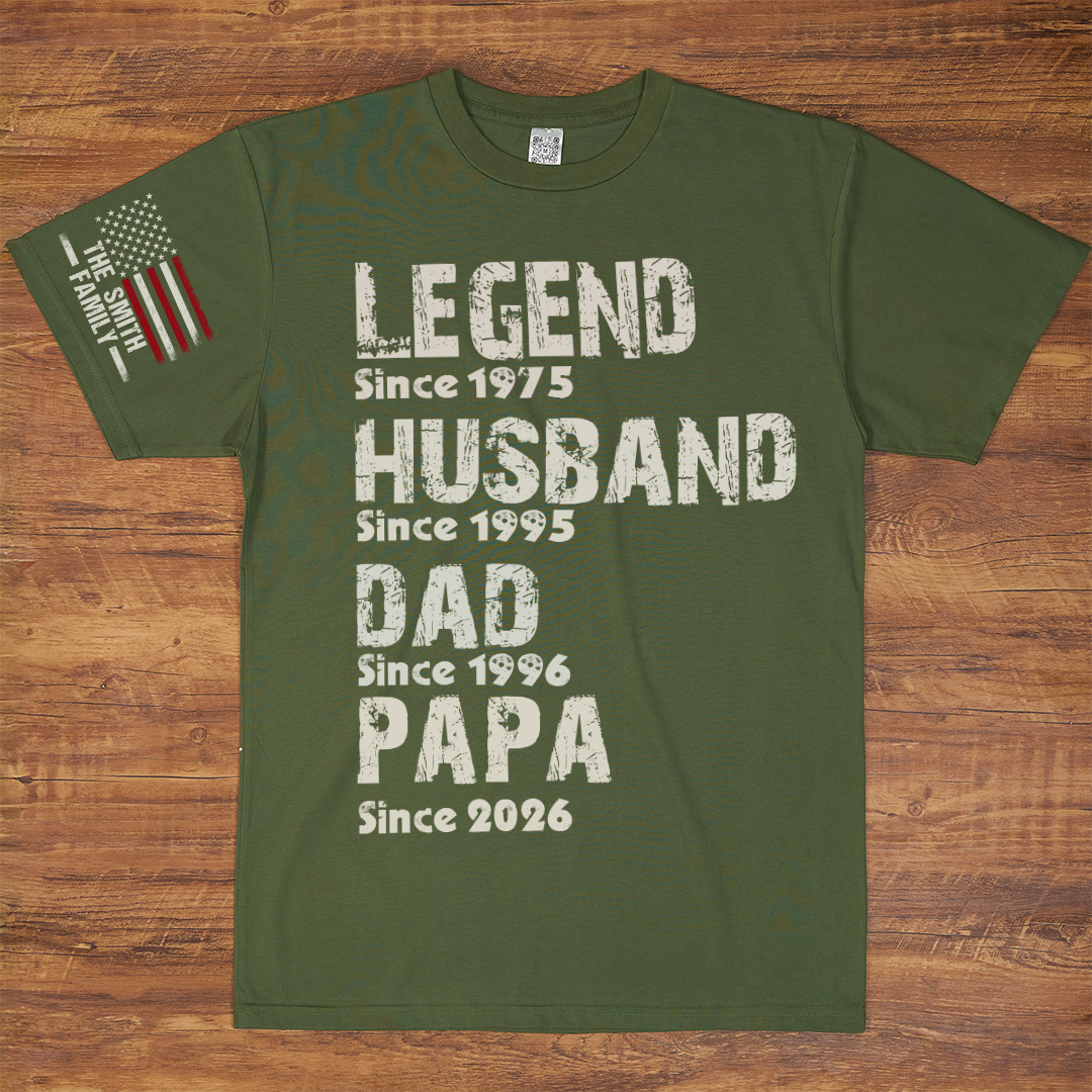 Legend Husband Dad Grandpa Personalize Family Custom Name T-Shirt