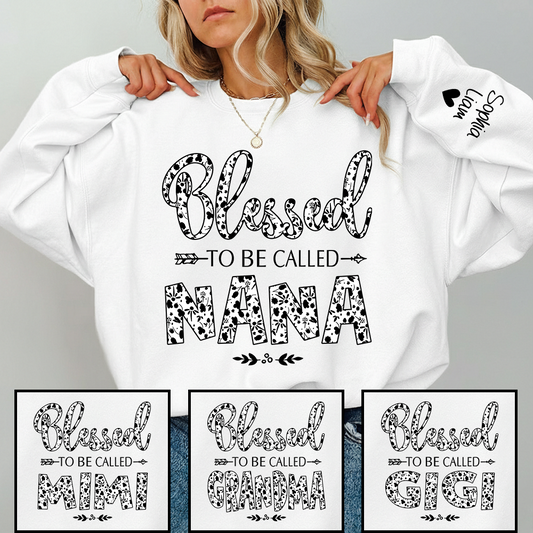 Personalized Nana Sweatshirt with Grandchildren Names, Blessed To Be Called Nana Cozy Crewneck