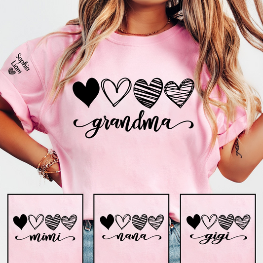 Grandma Script Shirt with Heart Design, Trendy Grandma T-Shirt for Birthday or Mother’s Day