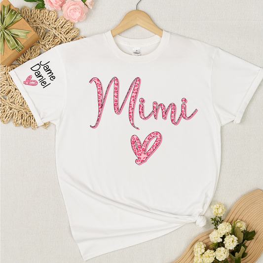Mimi and Grandkis Leopard Heart T-shirt