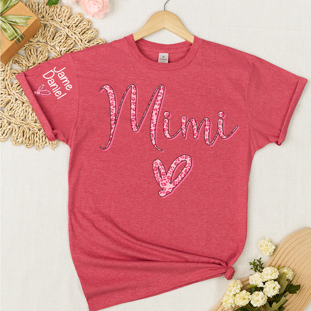 Mimi and Grandkis Leopard Heart T-shirt