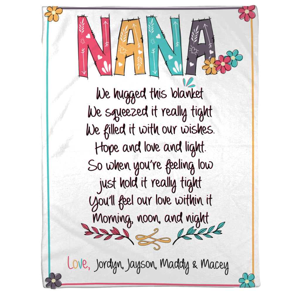 Personalized This Blanket Has Our Hugs & Kisses Nana, Mimi, Gigi, Grandma, Christmas Gift For Grandma-Mimi Handdrawn Font-Personalized Mimi Blanket