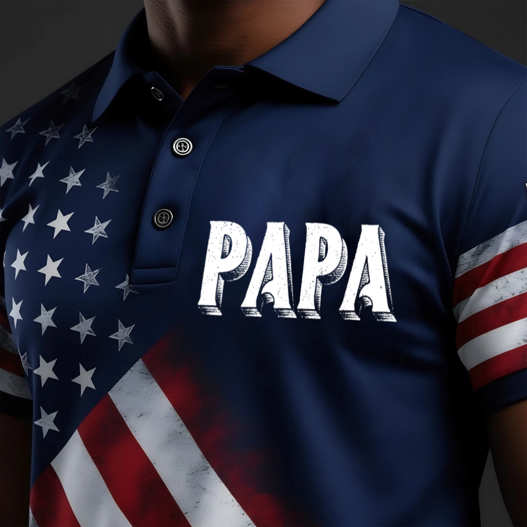 American Flag 1776–2026 Patriotic USA 250th Anniversary Polo My Favorite People Call me Grandpa Papa Personazed