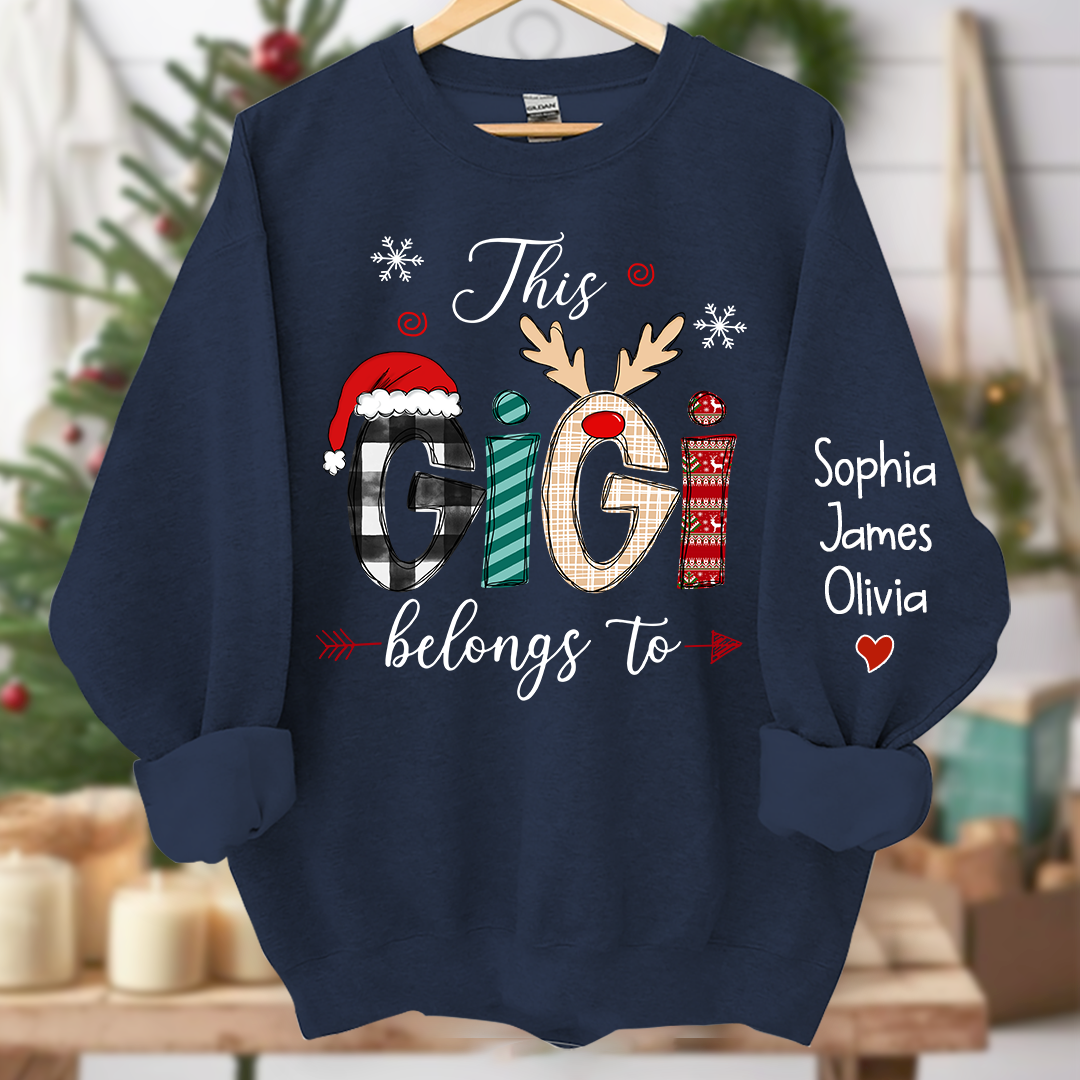 Merry Christmas This Gigi Belongs To Grandkids Sweatshirt, Merry Christmas Grandma Sweatshirt