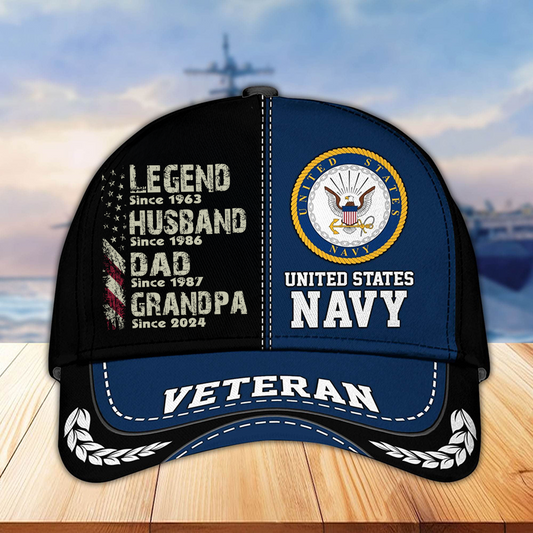 Legend Husband Dad Grandpa Since Veteran Classic Cap