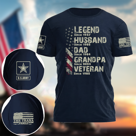 Personalized Legend Veteran Husband Dad Papa T-Shirt