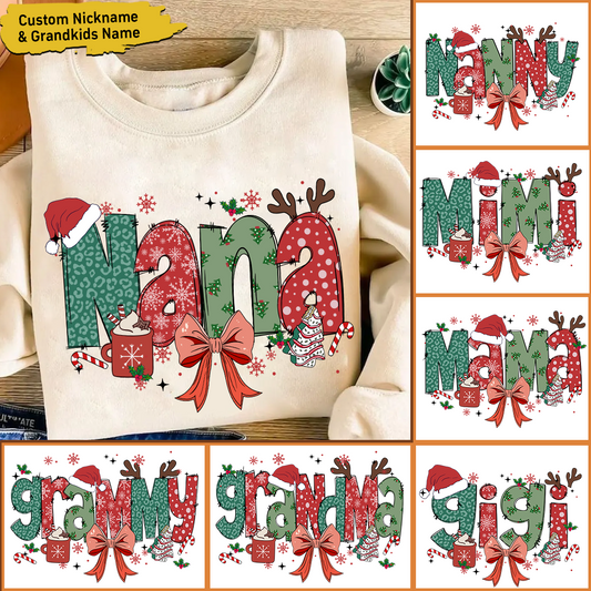 Personalized Christmas Nana Mimi Gigi And Grandkids Sweatshirt