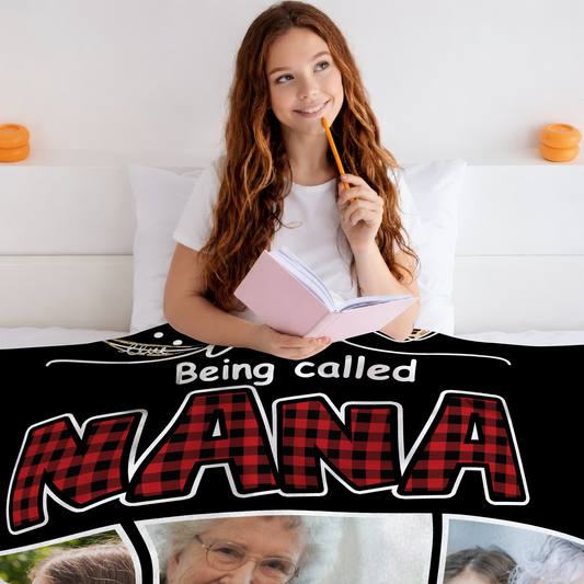 Personalized Nana Photo Blanket – I Love Being Called Nana Custom Family Blanket