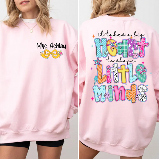 Personalized Teacher Back To School, It Take A Big Heart To Shape Little Minds