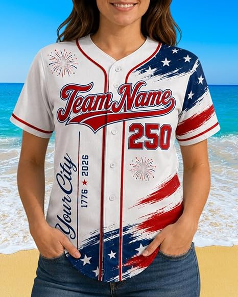 Personalized USA Baseball Jersey Custom Name Number Button Down Sports Shirt