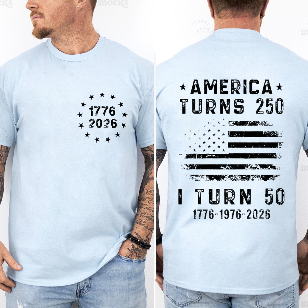 Personalized America Turns 250, Custom Birth Year Birthday Gift, USA 250th Anniversary T-Shirt