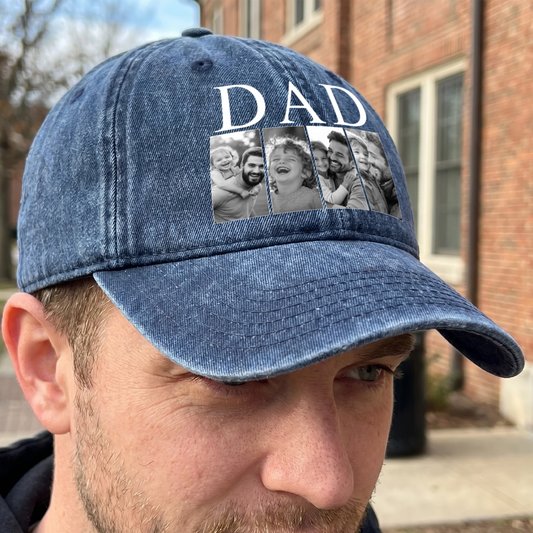 Personalized Dad Hat, Custom Photo Dad And Kids Fathers Day Gift Hat