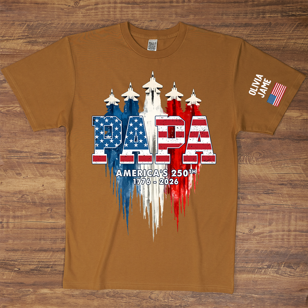 Personalized Dad Papa Grandpa American Flag Airplanes USA Fighter Jets, 1776 2026 Patriotic Jets, 4th Of July Military Aircraft, Memorial Day Gift