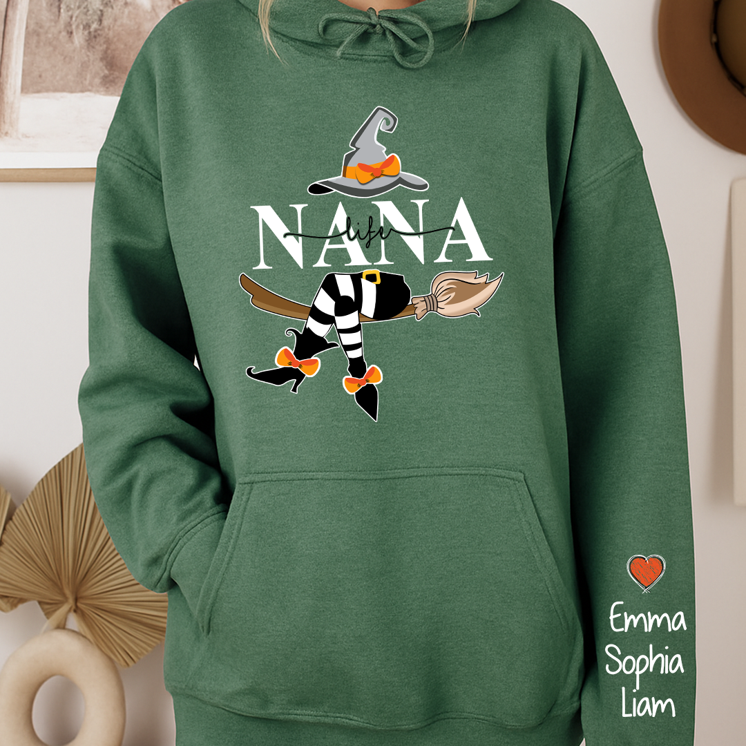 Grandma Life Witch Hoodie, Custom Grandma & Kids Halloween, Gift For Grandma Hoodie