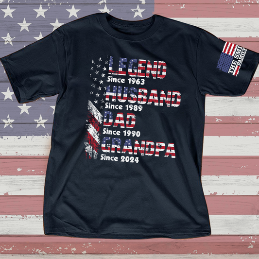 Personalized Legend Husband Dad Papa Since Flag Shirt