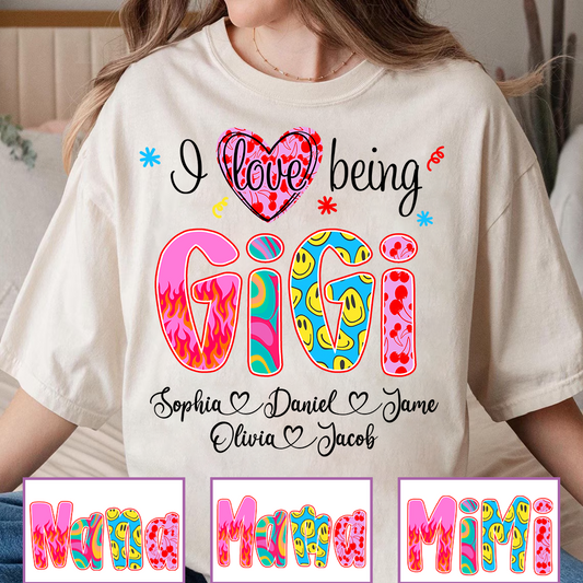 Preppy Trendy Gigi I Love Being Gigi And Grandkids Shirt