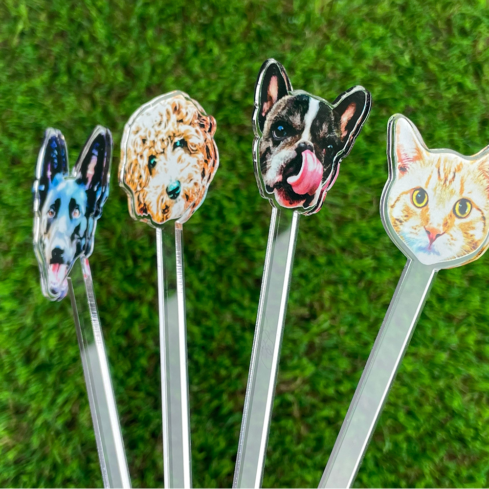 Print YOUR Dog Pet Stir Sticks, 2-sided Signature Drink, I Do Too & Dog Of Honor, Watercolor Acrylic Cocktail Stirrers