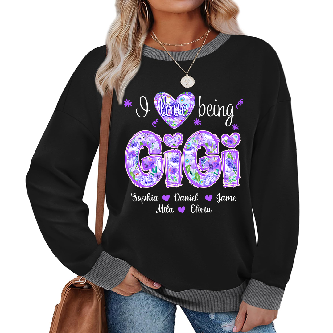 Purple Flower I Love Being Gigi And Grandkids Sweatshirt Mix