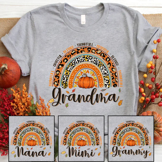 Rainbow Thankfull Grateful Blessed Grandma CTH01 T-Shirt