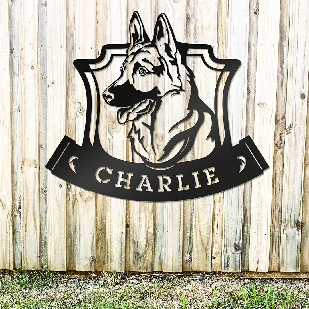 Godmerch- Cut Metal Sign- Custom German Shepherd Monogram Metal Sign Decor, Front Door Decor, Gift For Dog Lover