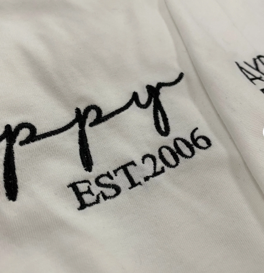 Papa Est Embroidered Father's Day T-Shirt Embroidered T-Shirt
