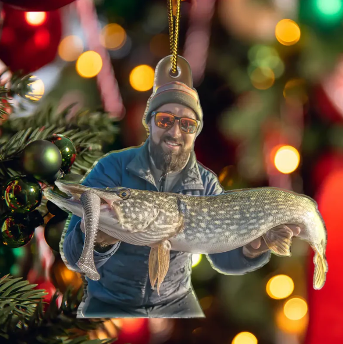 Personalized Fishing Lover Ornament 2025, Custom Photo Acrylic Decoration, Unique Christmas Gift For Fishermen And Outdoor Enthusiasts