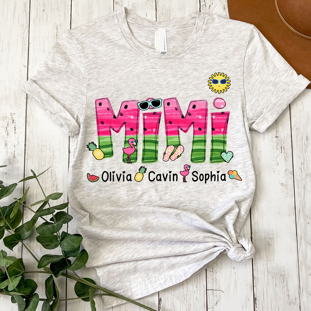 Custom Mimi Watermelon Summer Shirt, Personalized Nickname And Grandkids T-Shirt