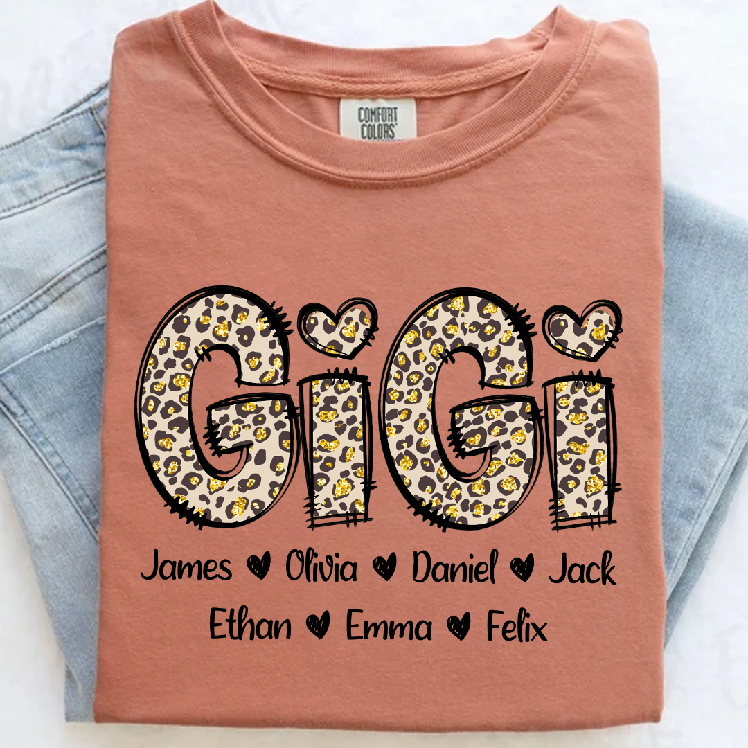 Comfort Colors® Gigi Leopard Trend Shirt, Custom Grandma With Grandkids, Gift for Grandma
