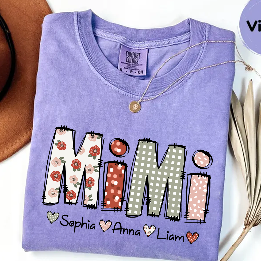Comfort Colors® Personalize Mimi 2025 Shirt, Custom Grandma And Grandkids Shirt
